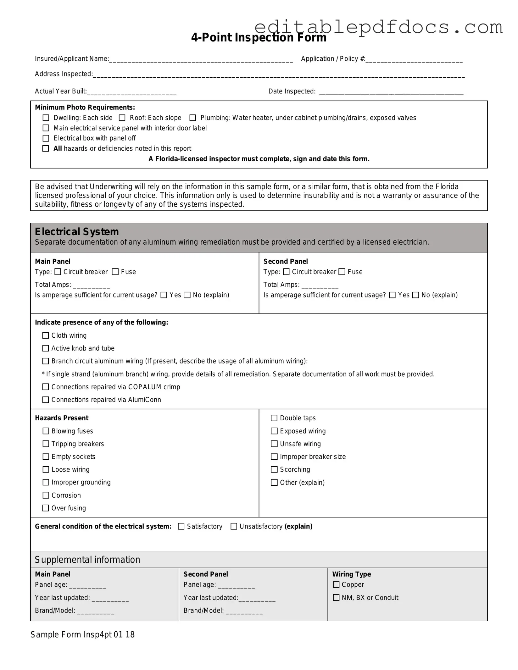 Fill a Valid 4 Point Inspection Template