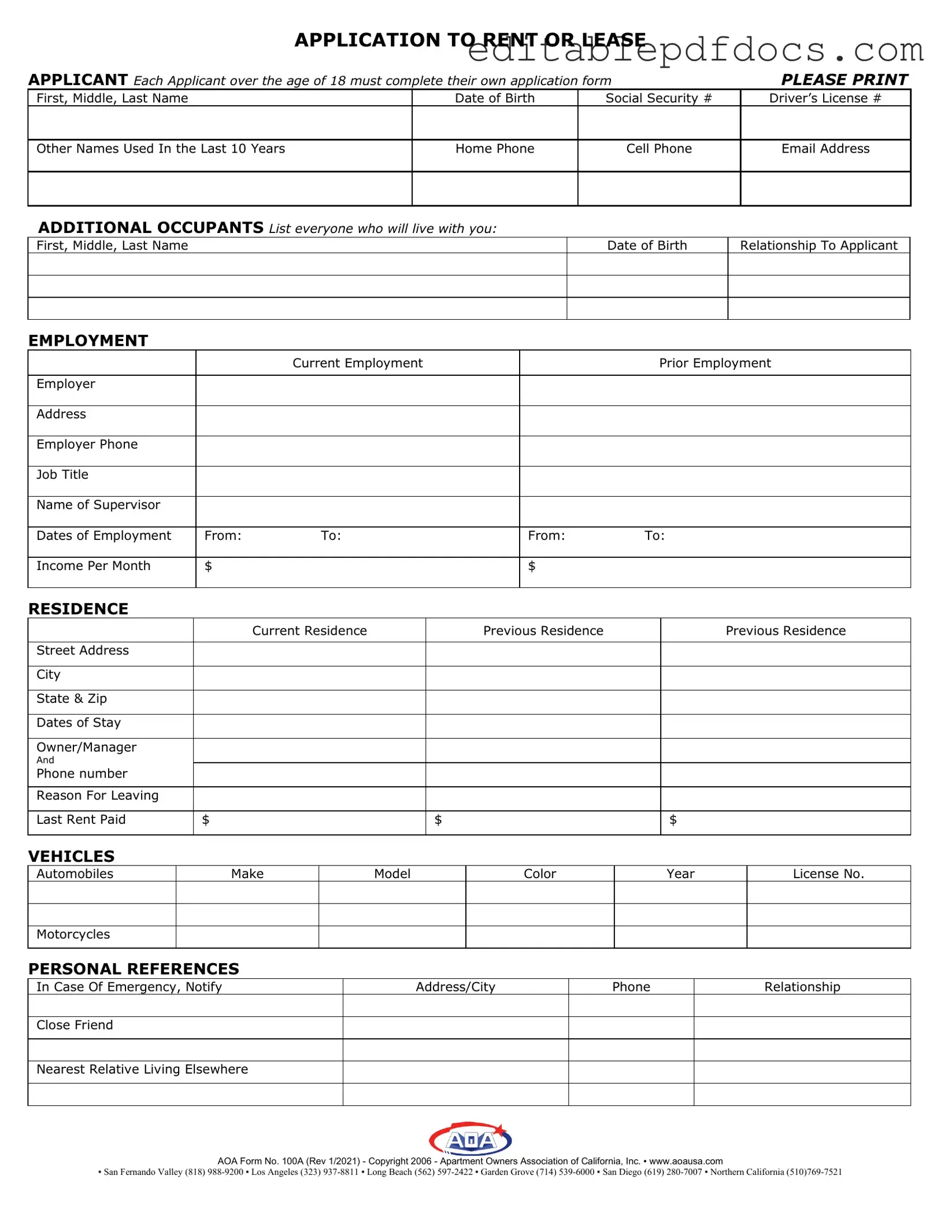 Fill a Valid Aoa 100A Template