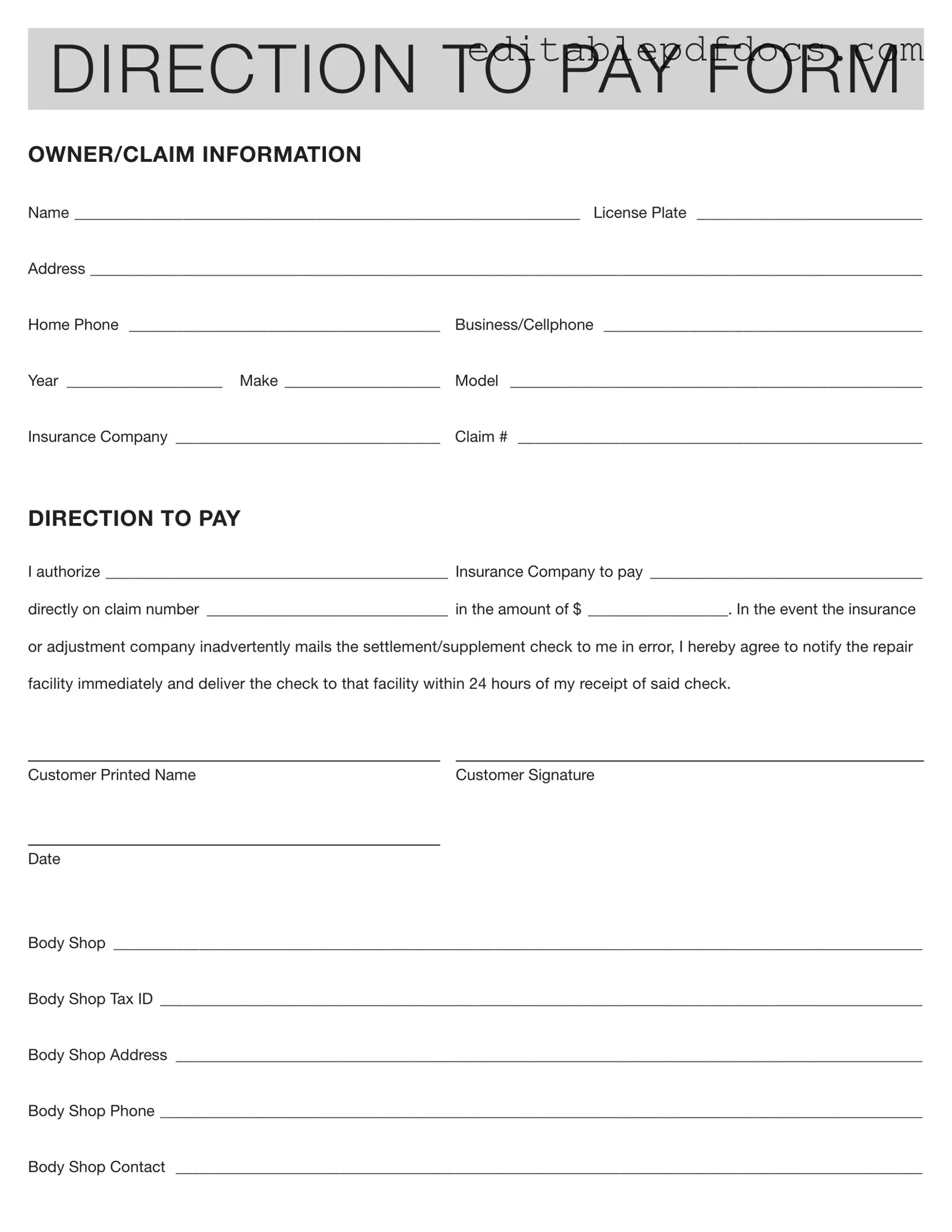 Fill a Valid Authorization And Direction Pay Template