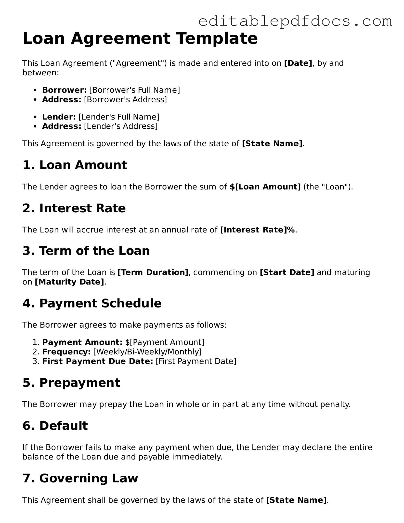 Free Loan Agreement Document