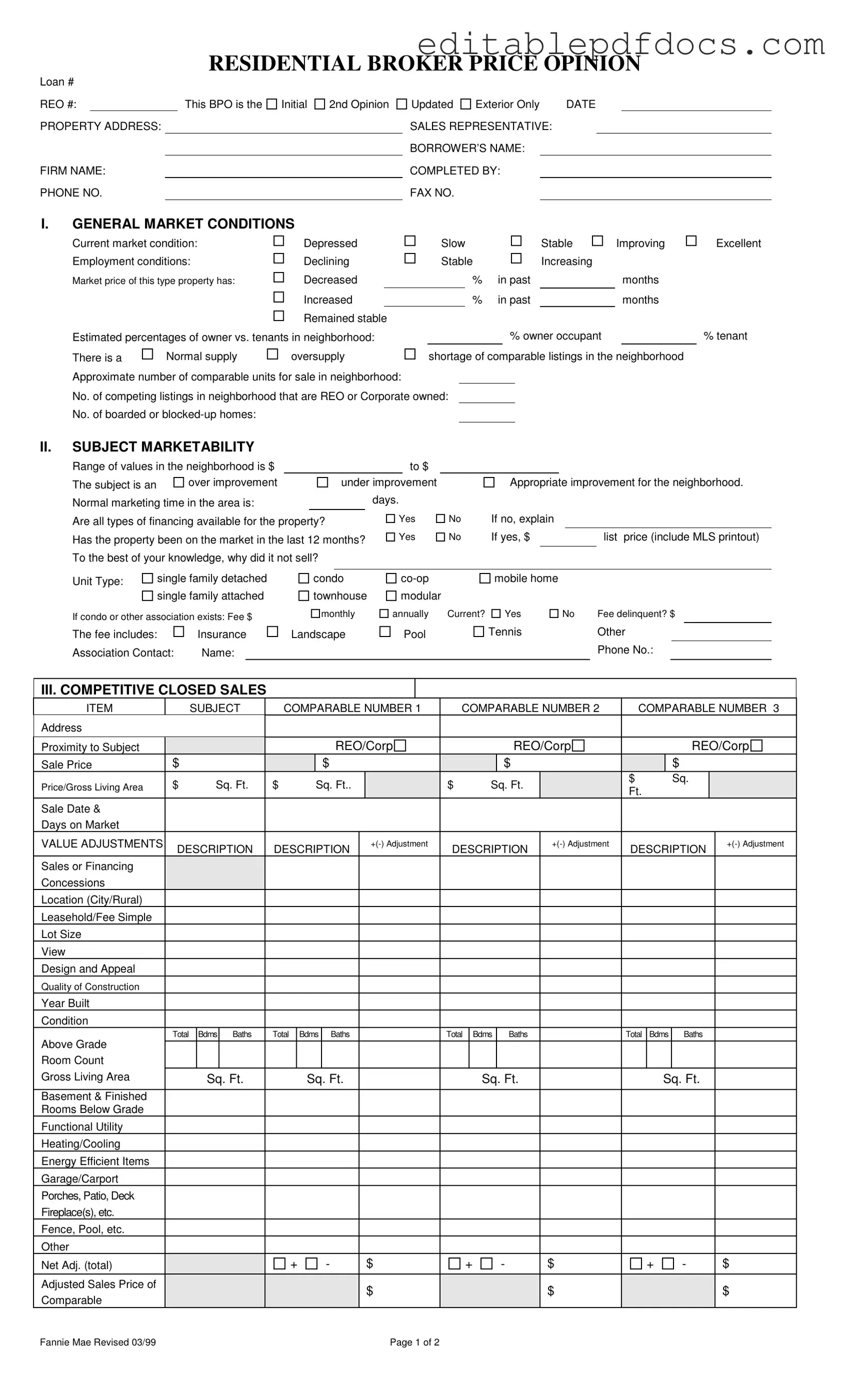 Fill a Valid Broker Price Opinion Template