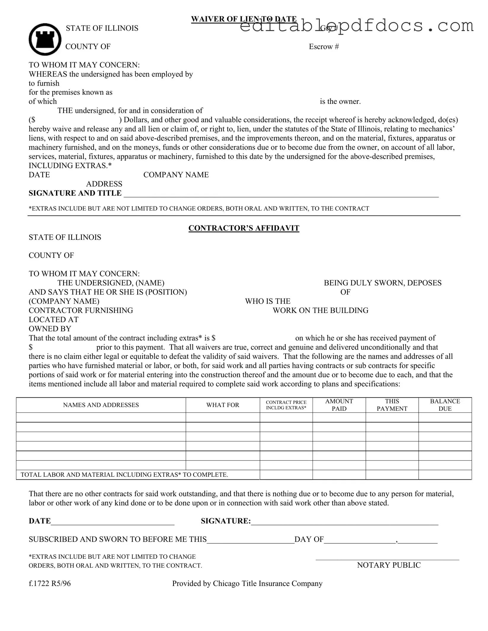Fill a Valid Chicago Title Waiver Format Template