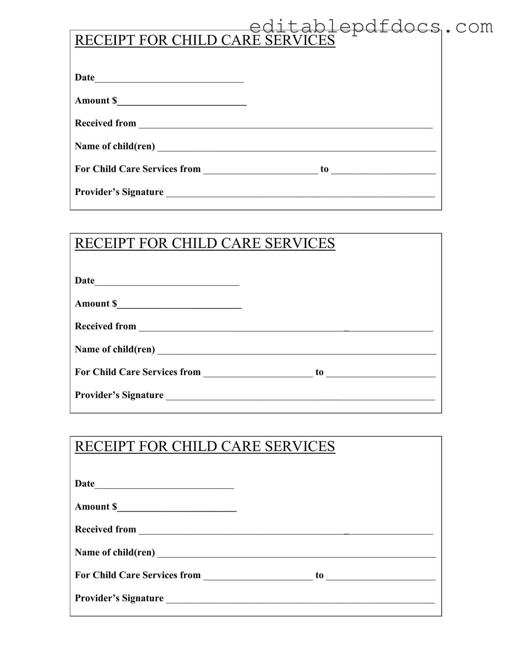 Fill a Valid Childcare Receipt Template