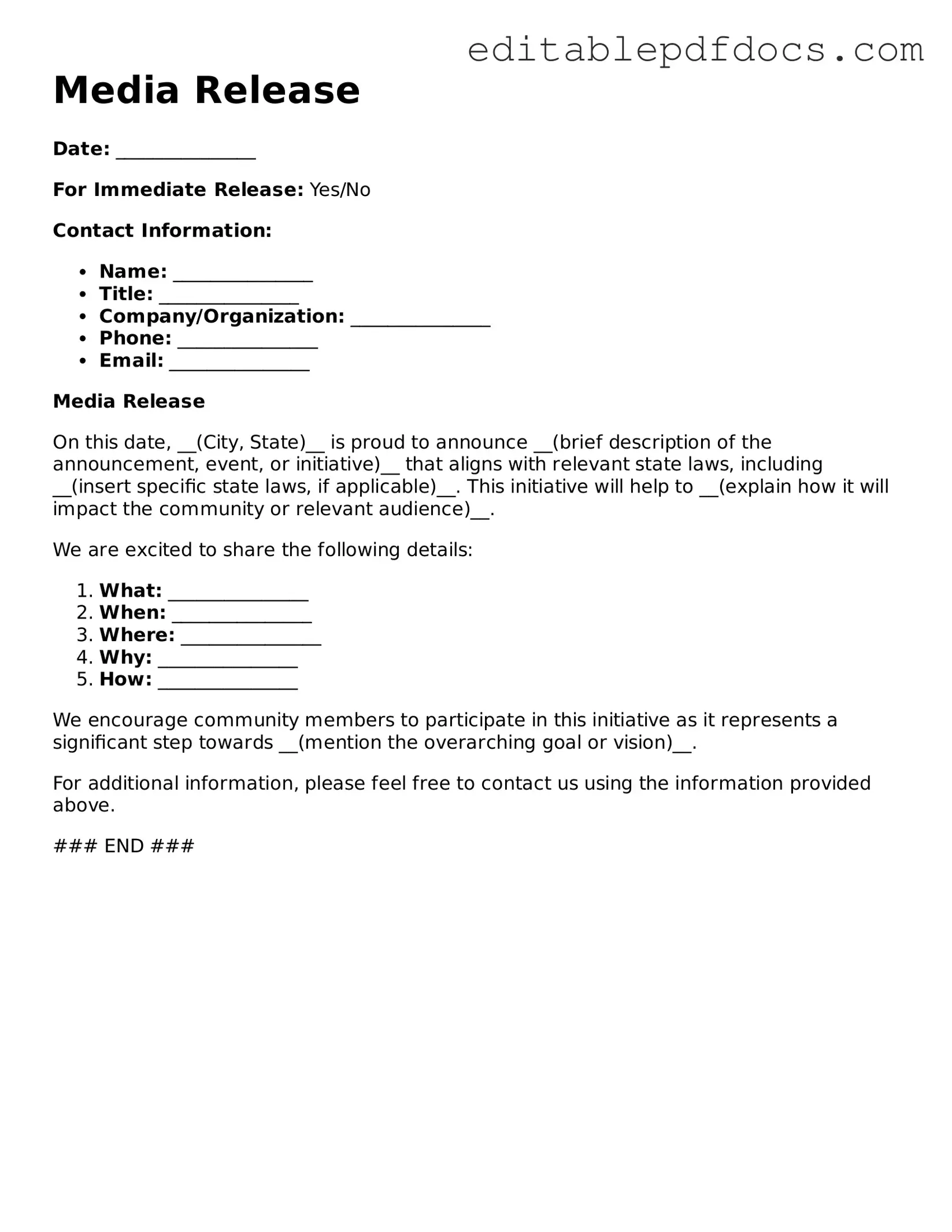 Free Media Release Document