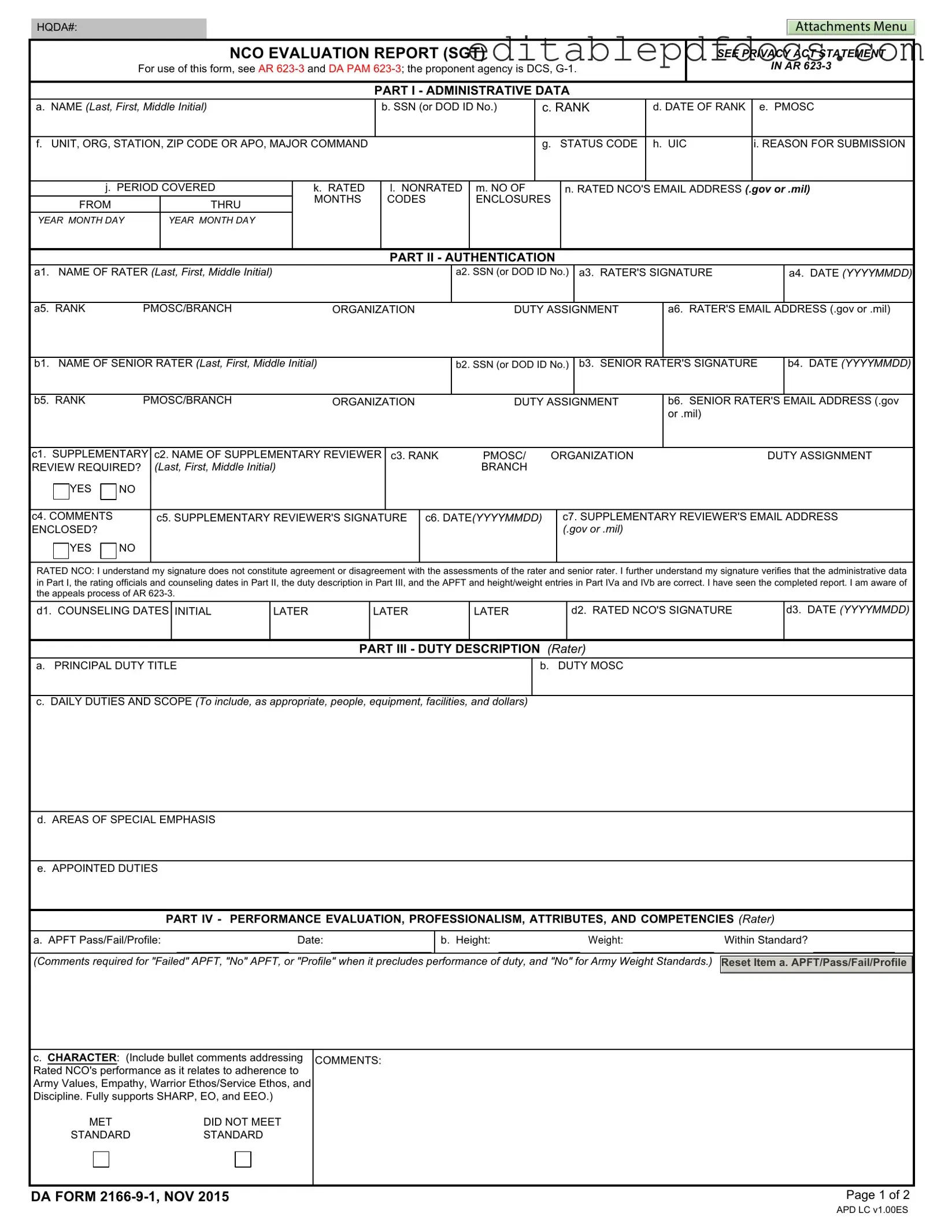 Fill a Valid Da 2166 9 1 Template