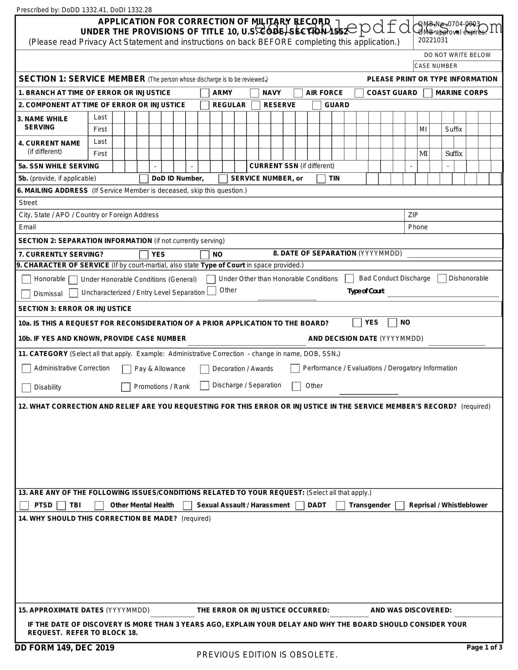 Fill a Valid DD 149 Template