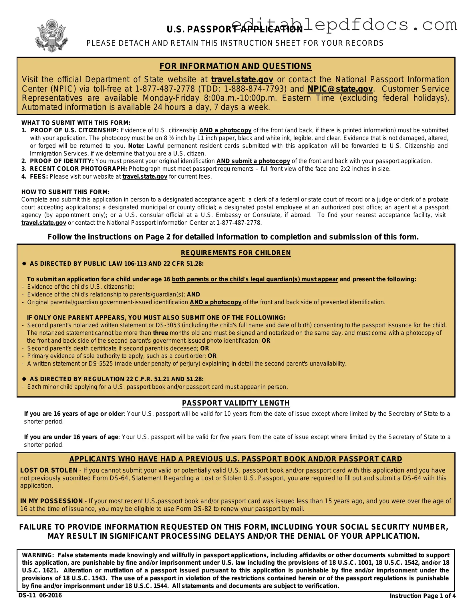 Fill a Valid DS-11 U.S. Passport application Template