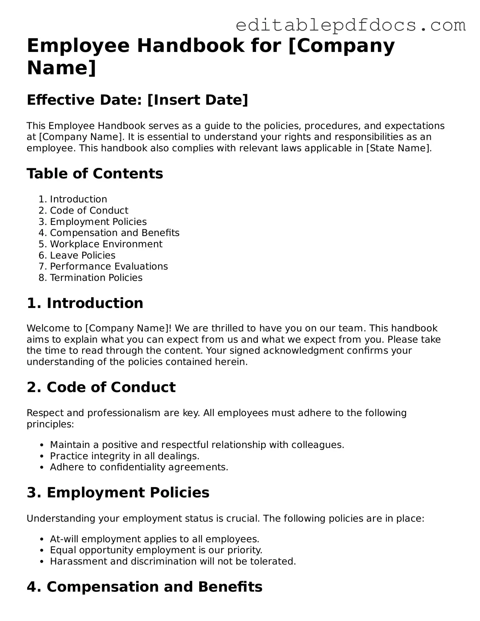 Free Employee Handbook Document