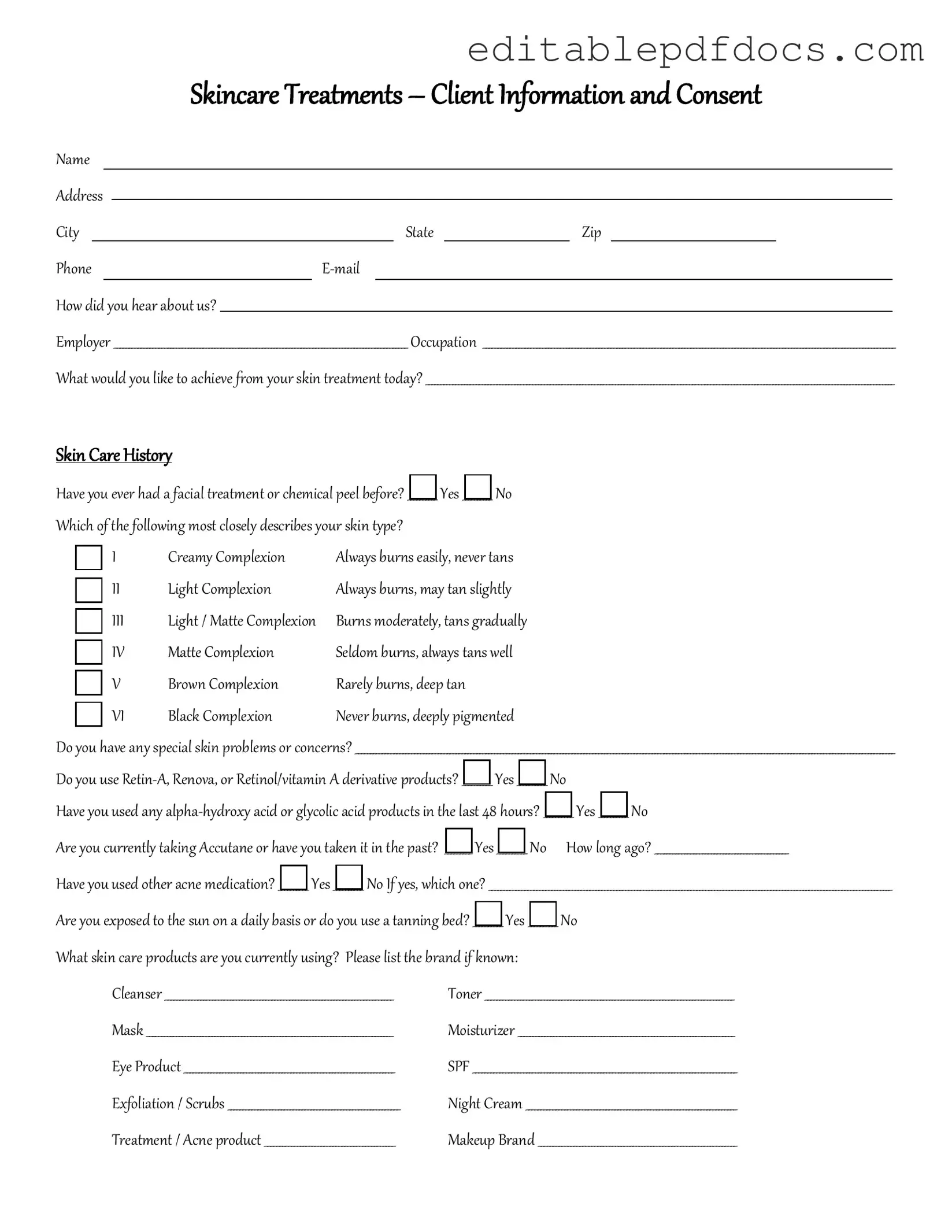 Fill a Valid Facial Consent Template