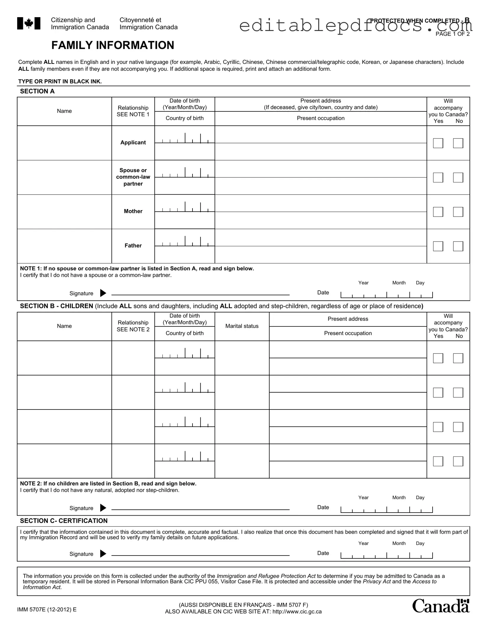Fill a Valid Imm5707 Template