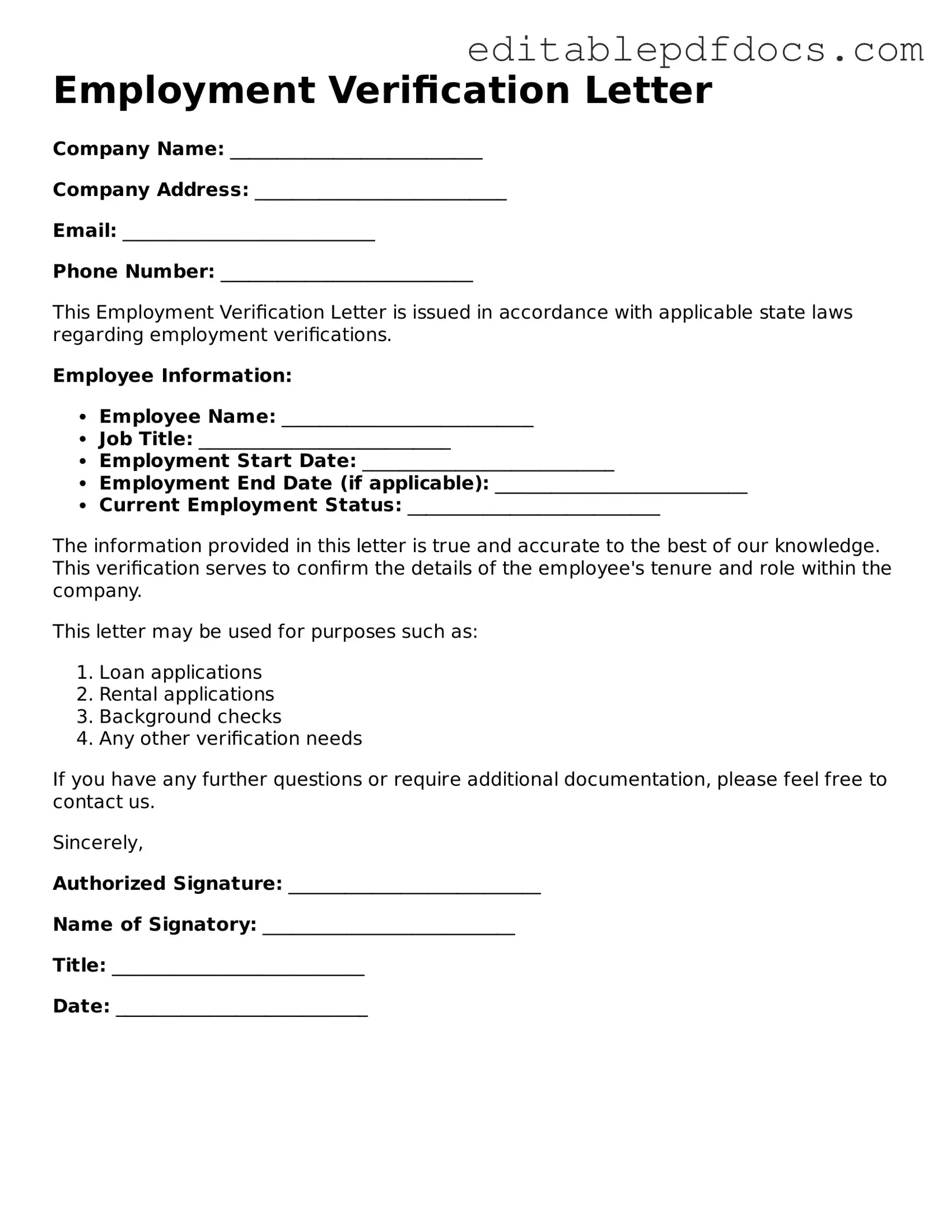 Free Employment Verification Document