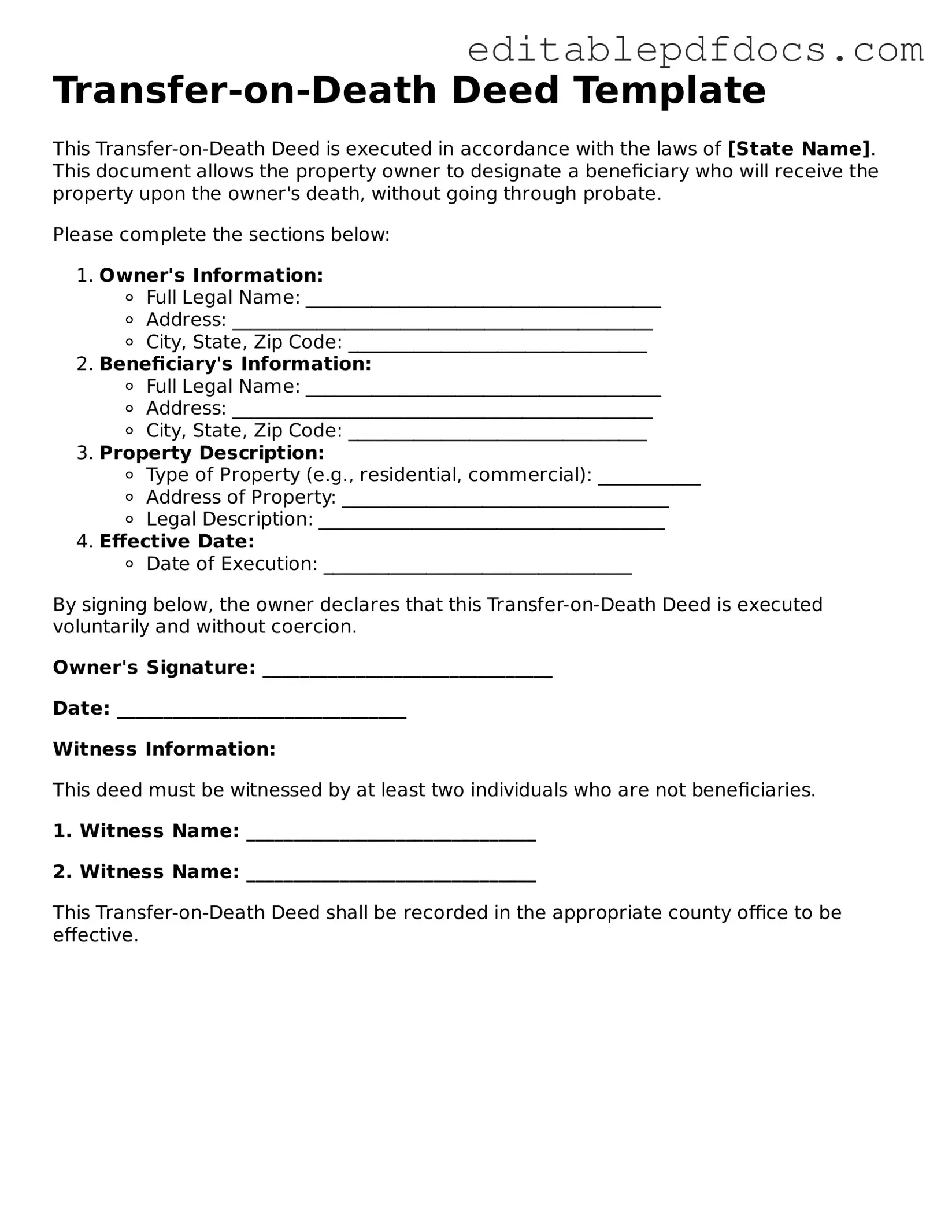 Free Transfer-on-Death Deed Document