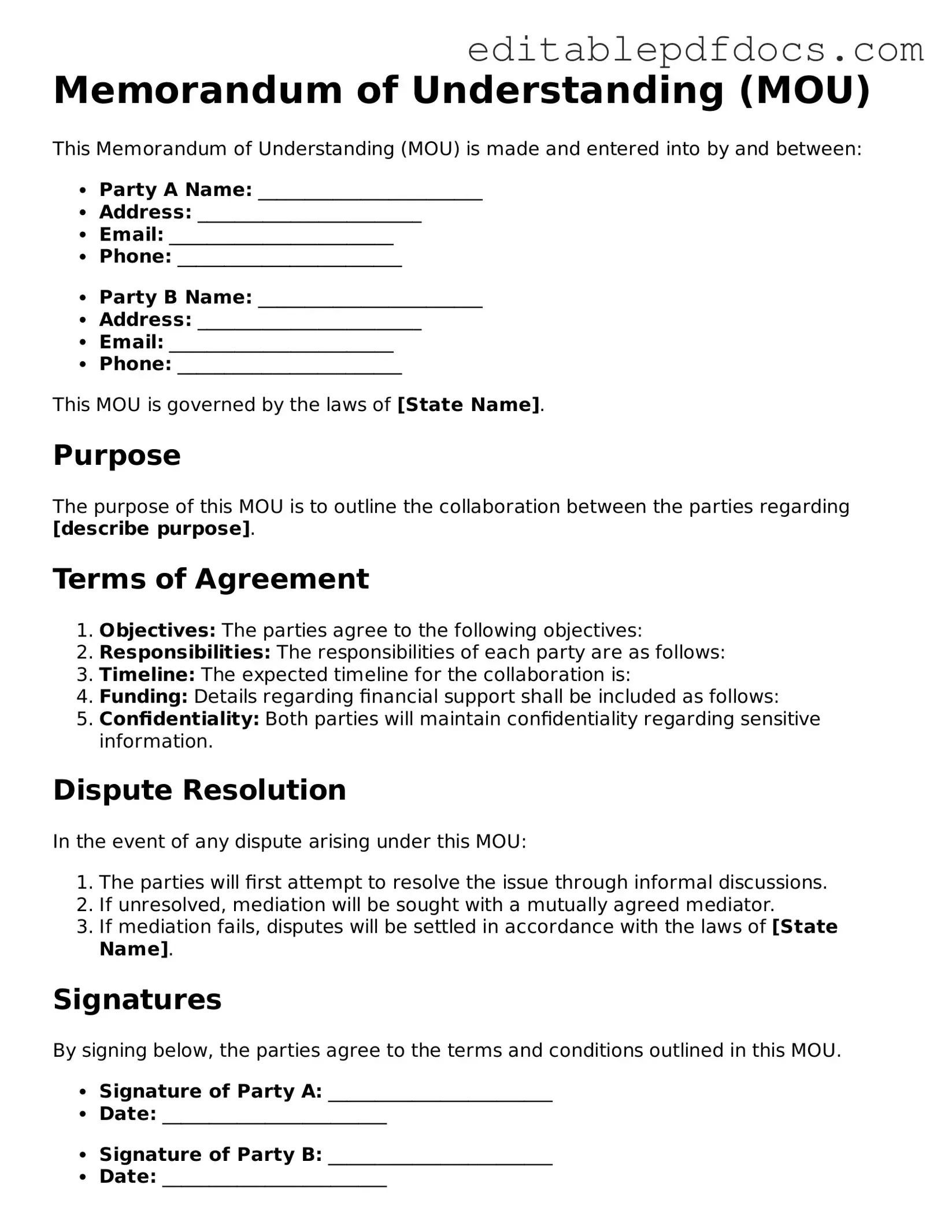 Free Memorandum of Understanding Document