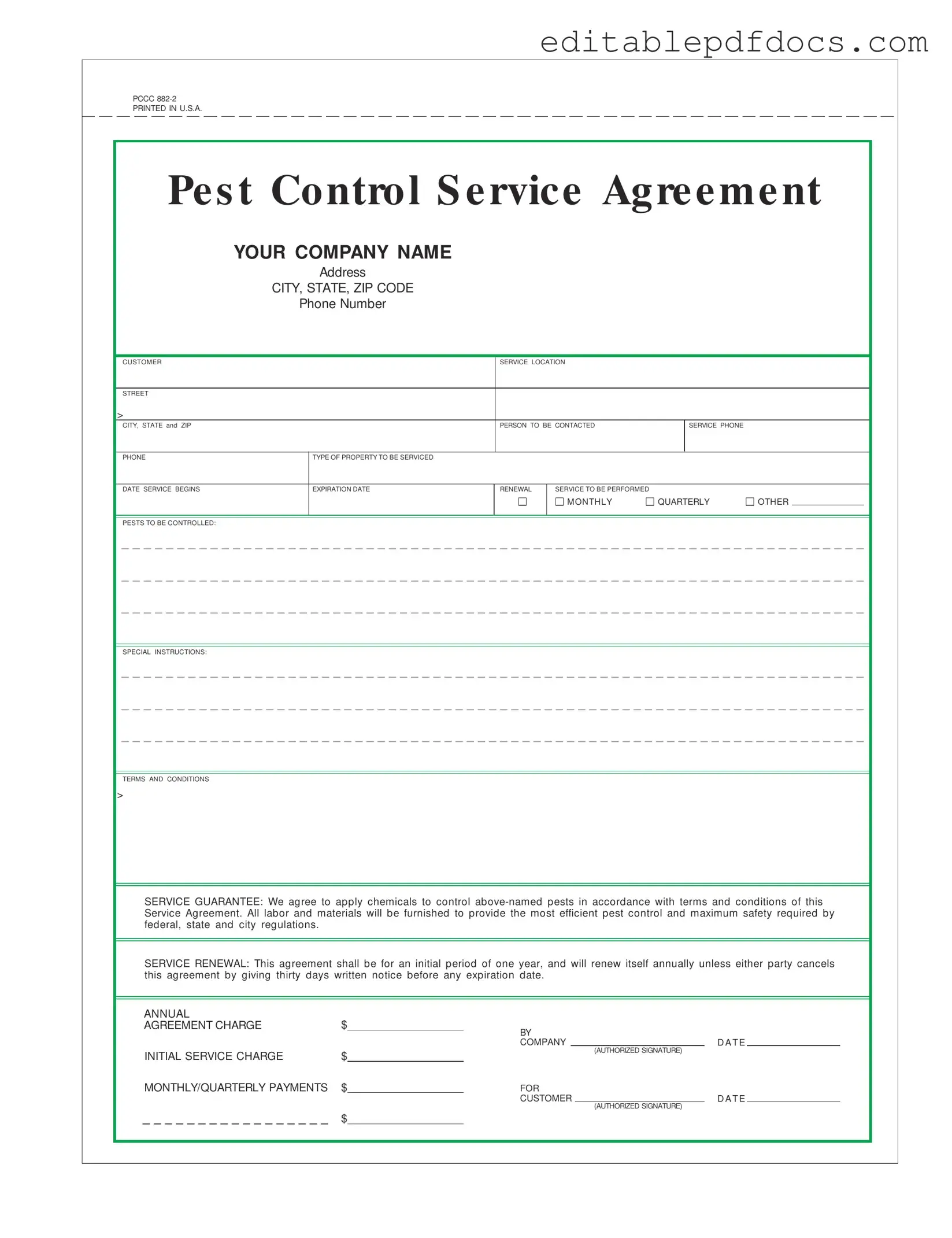 Fill a Valid Pest Control Contract Template