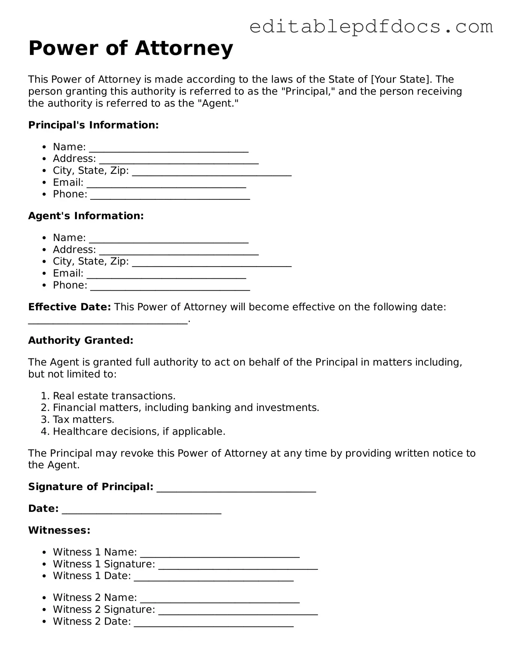 Free Power of Attorney Document