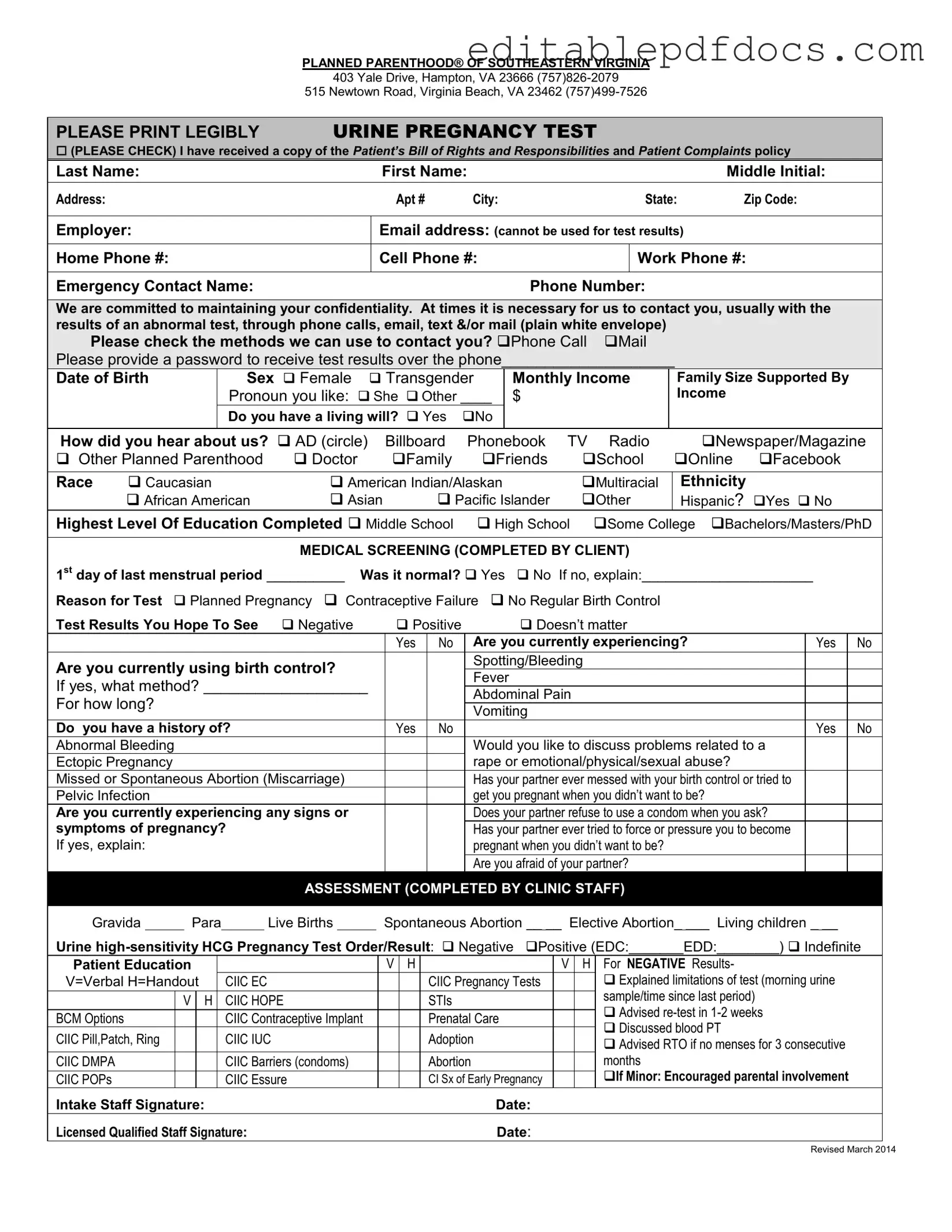 Fill a Valid Planned Parenthood Proof Template