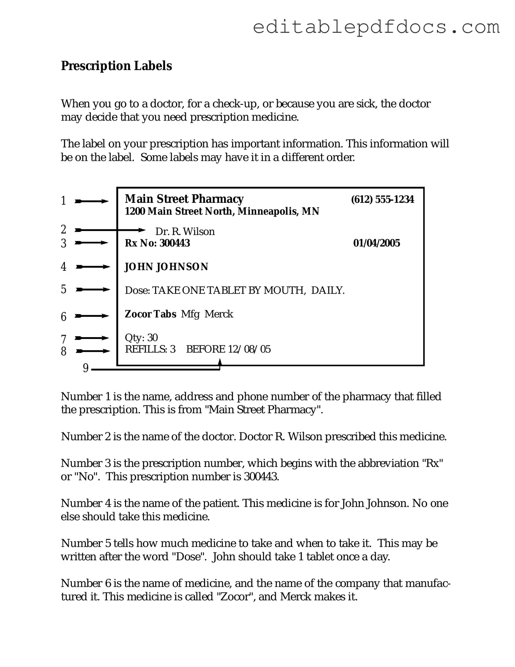 Fill a Valid Prescription Label Template