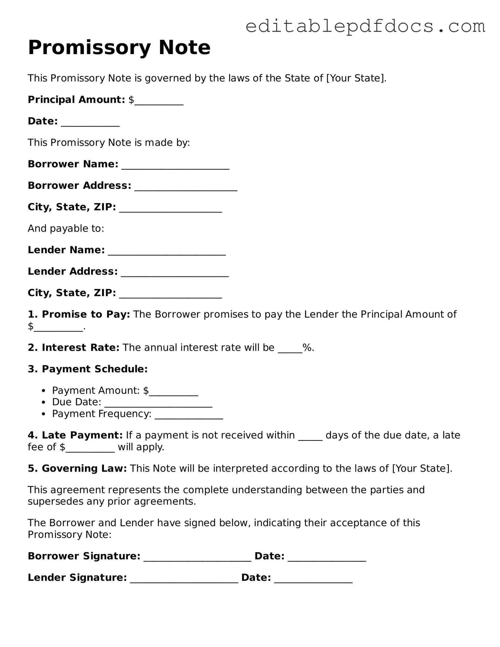 Free Promissory Note Document