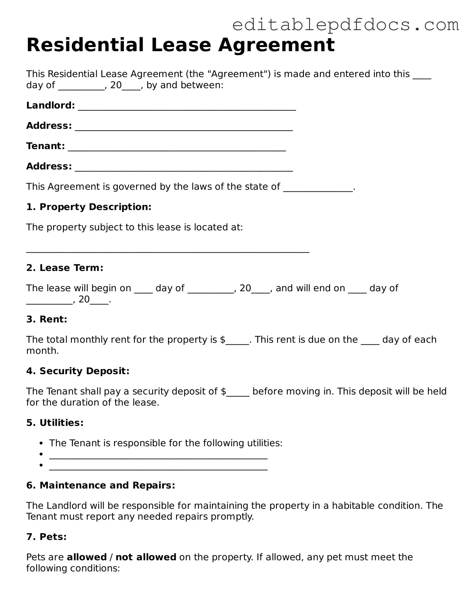 Free Lease Agreement Document