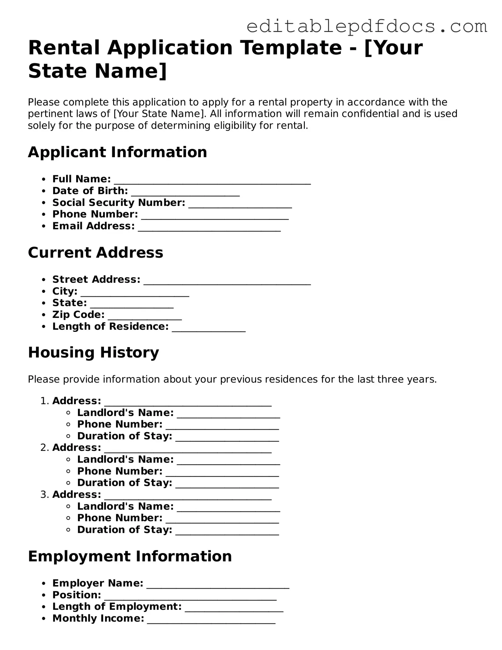 Free Rental Application Document