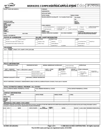 Fill a Valid Acord 130 Template
