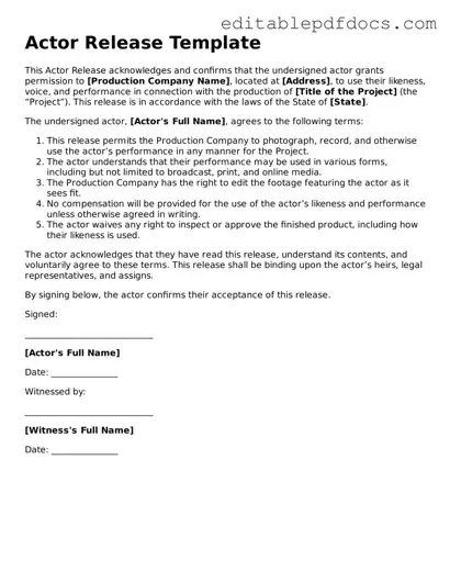 Free Actor Release Document