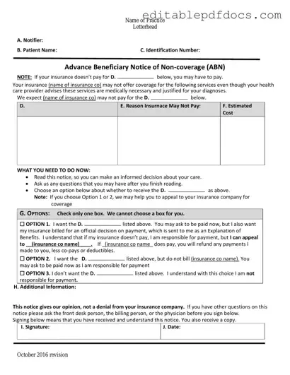 Fill a Valid Advance Beneficiary Notice of Non-coverage Template