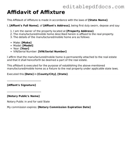 Free Affidavit of Affixture Document