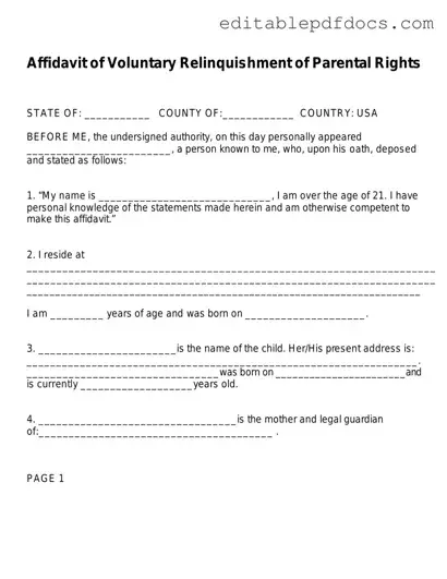 Fill a Valid Affidavit Parental Rights Template