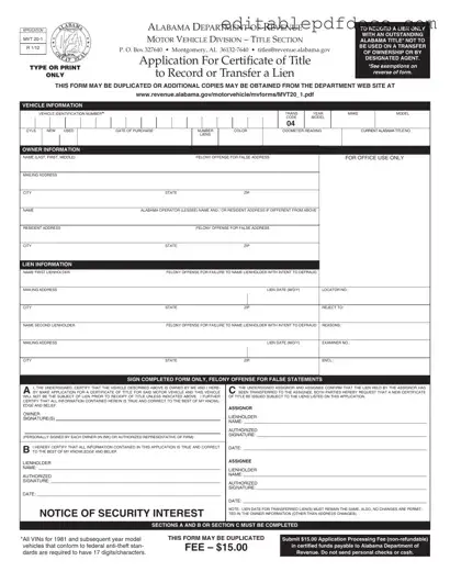 Fill a Valid Alabama Mvt 20 1 Template