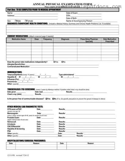 Fill a Valid Annual Physical Examination Template