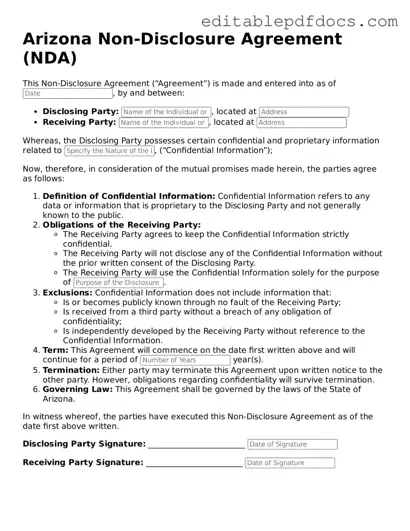  Non-disclosure Agreement Document for Arizona
