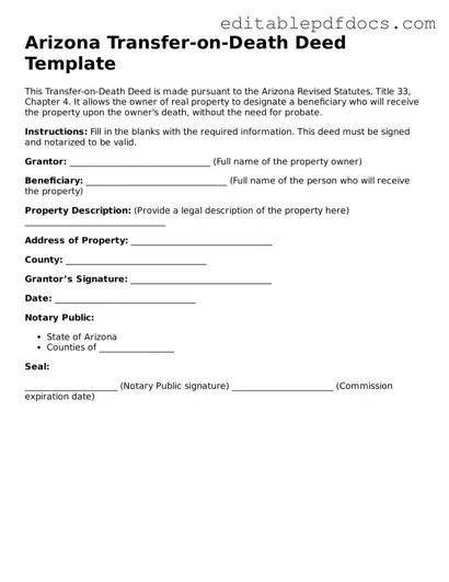 Transfer-on-Death Deed Document for Arizona