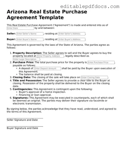  Real Estate Purchase Agreement Document for Arizona