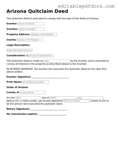  Quitclaim Deed Document for Arizona