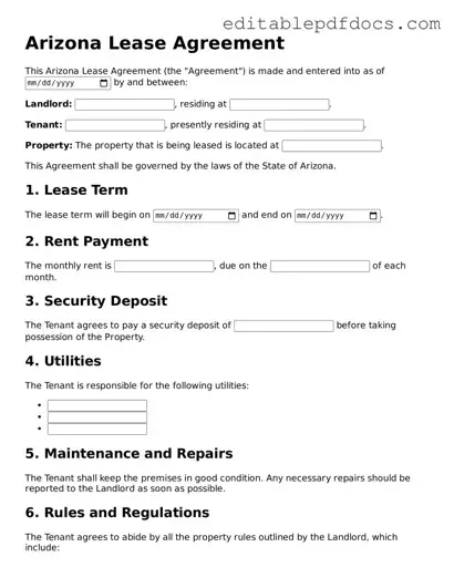  Lease Agreement Document for Arizona