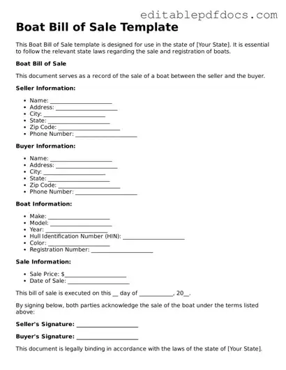 Free Boat Bill of Sale Document