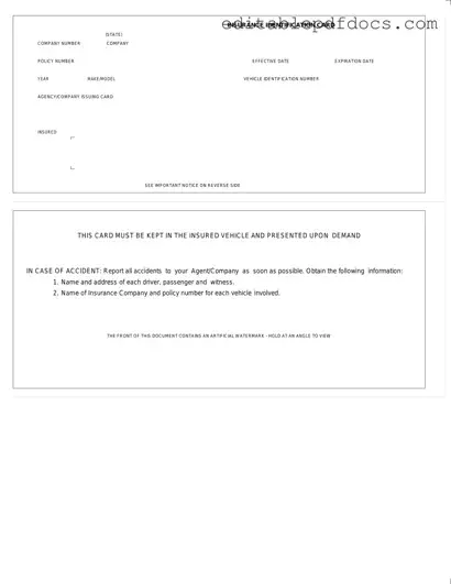 Fill a Valid Auto Insurance Card Template