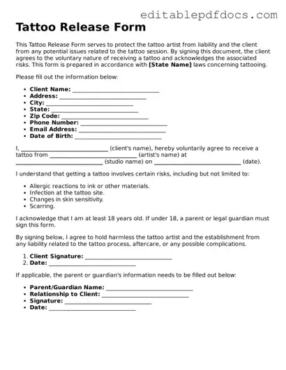 Free Tattoo Release Document