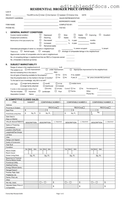 Fill a Valid Broker Price Opinion Template