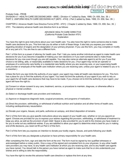 Fill a Valid California Advanced Health Care Directive Template
