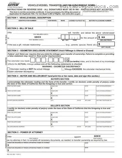 Fill a Valid California Fotm Reg 262 Template