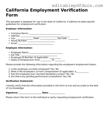  Employment Verification Document for California