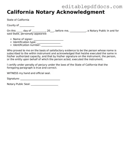  Notary Acknowledgement Document for California