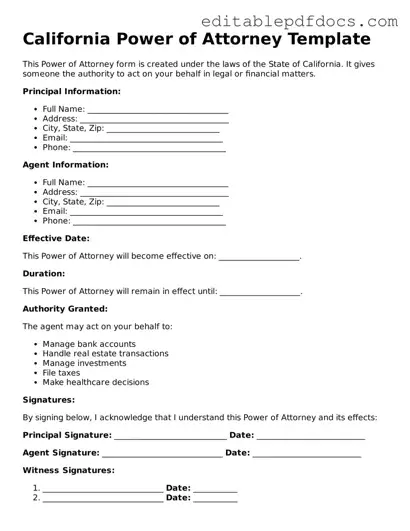  Power of Attorney Document for California