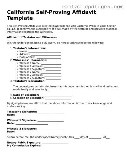  Self-Proving Affidavit Document for California