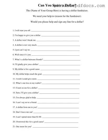 Fill a Valid Donated A Dollar Template