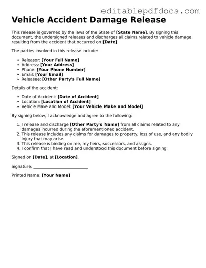 Free Vehicle Accident Damage Release Document