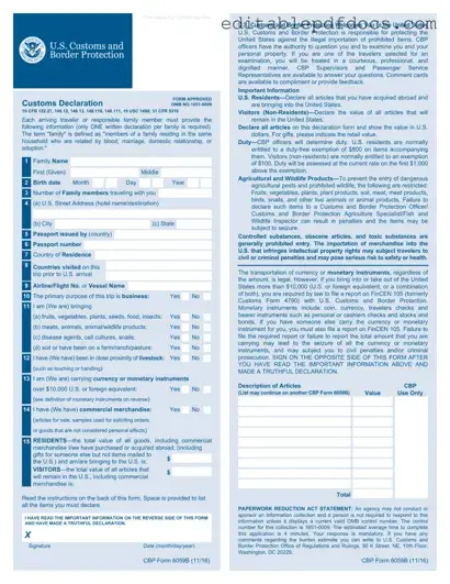 Fill a Valid CBP 6059B Template