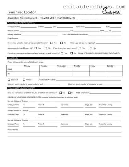 Fill a Valid Chick Fil A Job Application Template
